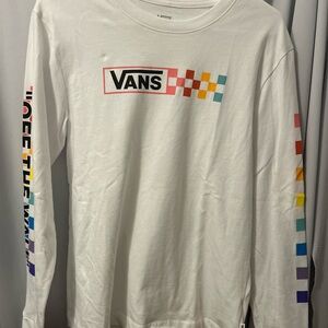 Vans White Long Sleeve Shirt with Colorful Graphics